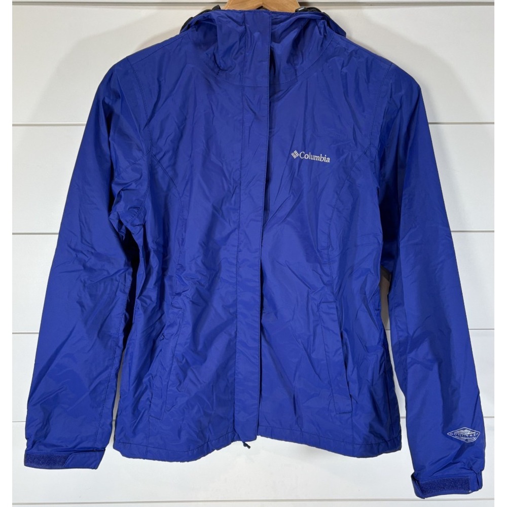 COLUMBIA Blue Omni-Tech Waterproof Hooded Raincoat Jacket Coat Women's Size XS